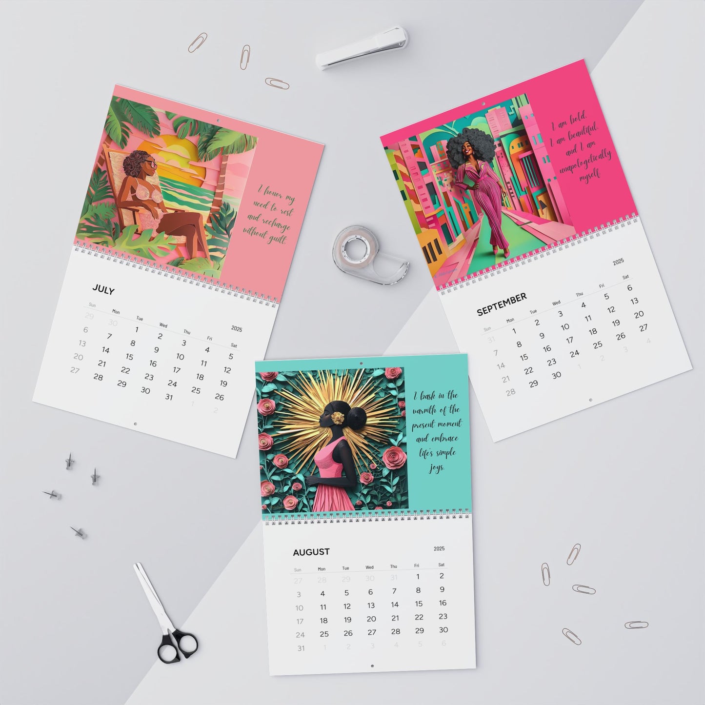 I Am Affirmation Calendar Pink and Green Edition