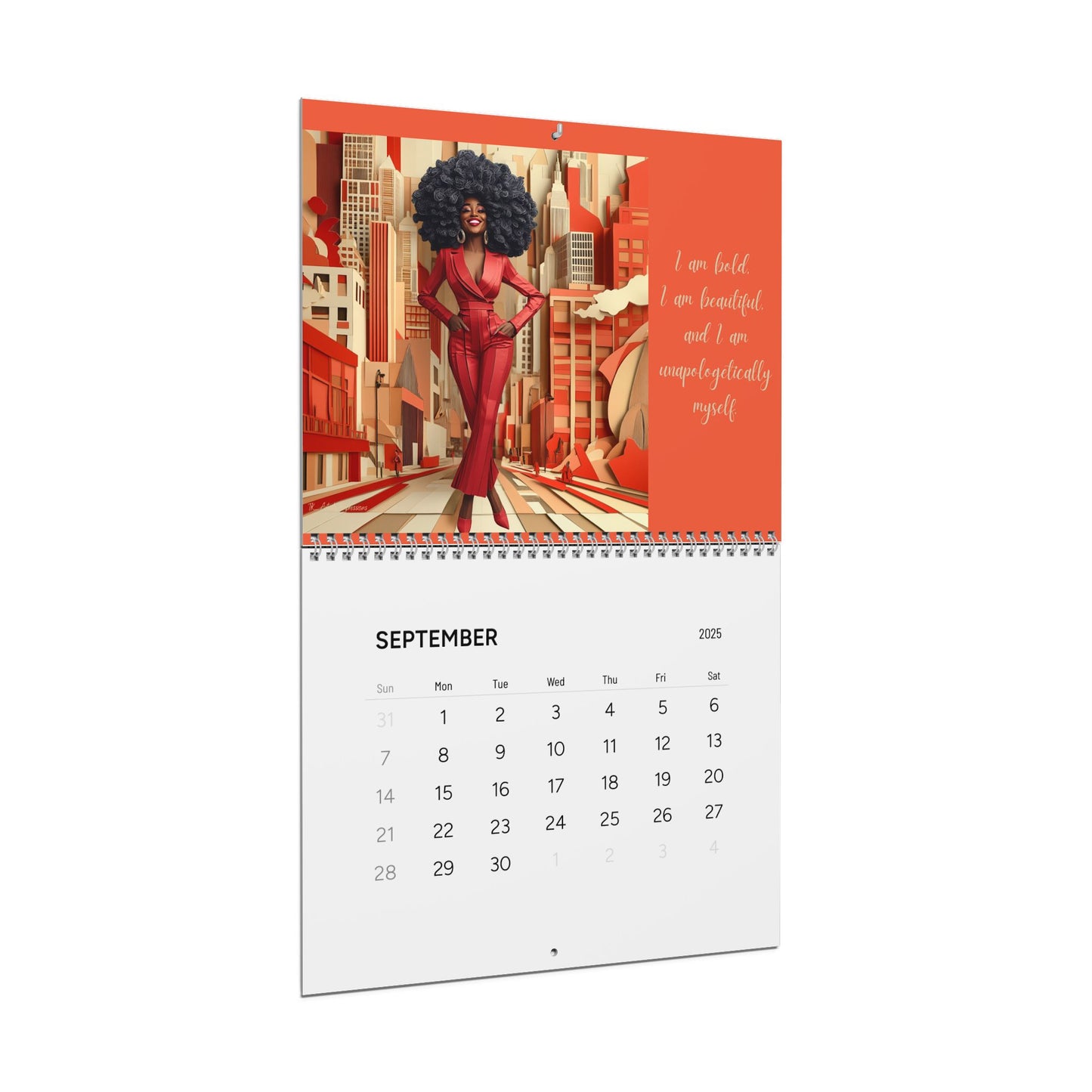 I Am Affirmation Calendar Red & White Edition