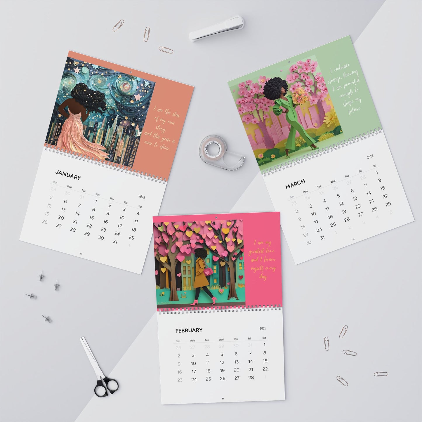 I Am Affirmation Calendar Pink and Green Edition