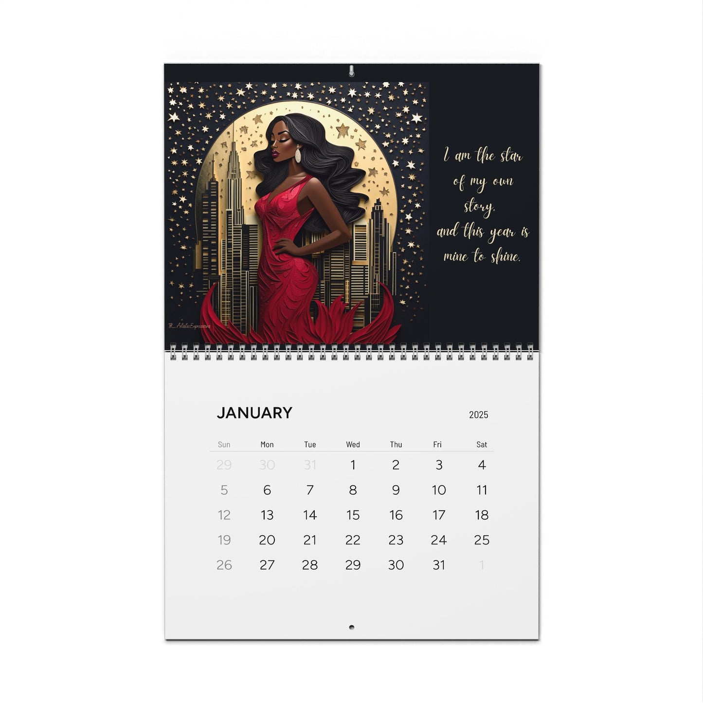 I Am Affirmation Calendar Red & White Edition