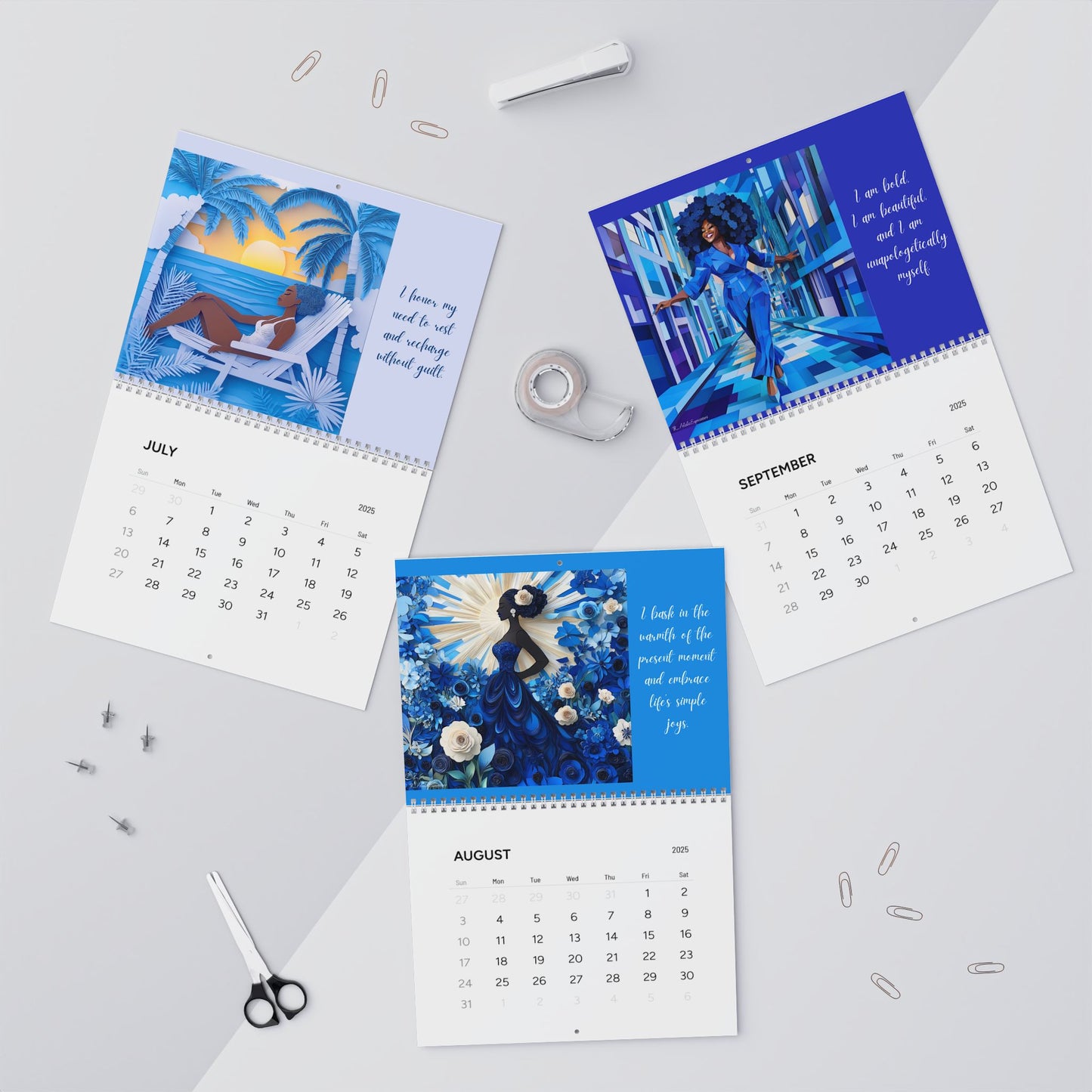 I Am Affirmation Calendar Blue & White Edition
