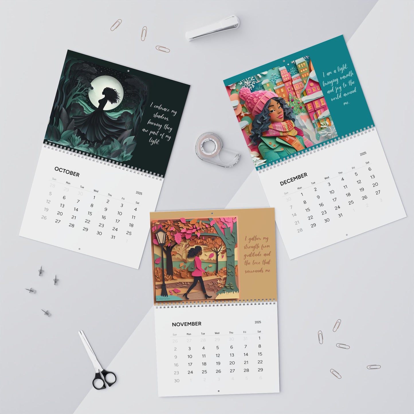 I Am Affirmation Calendar Pink and Green Edition
