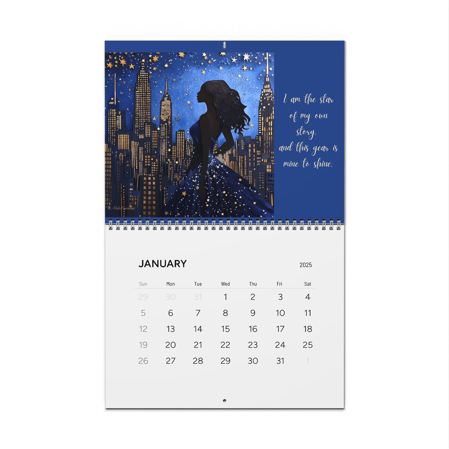 I Am Affirmation Calendar Blue & Gold Edition