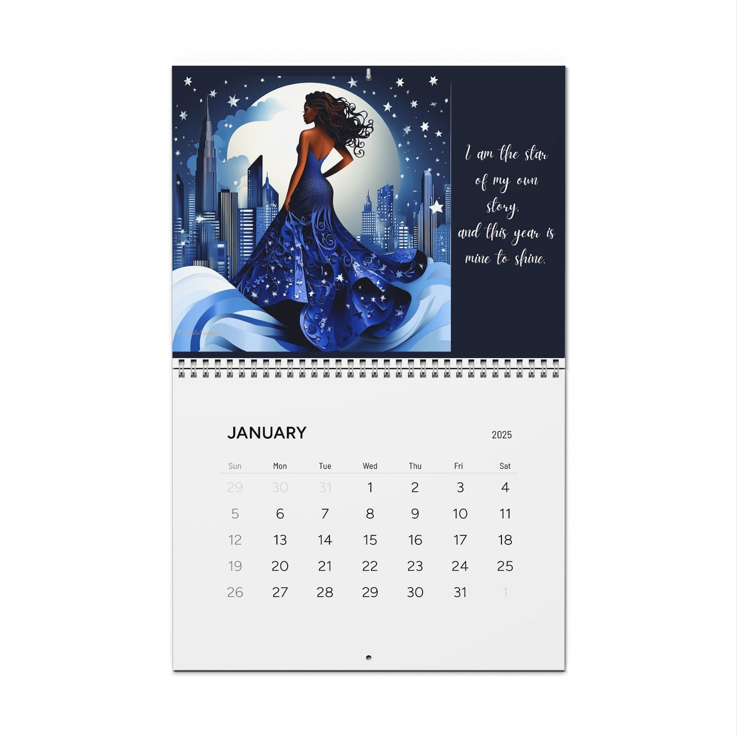 I Am Affirmation Calendar Blue & White Edition