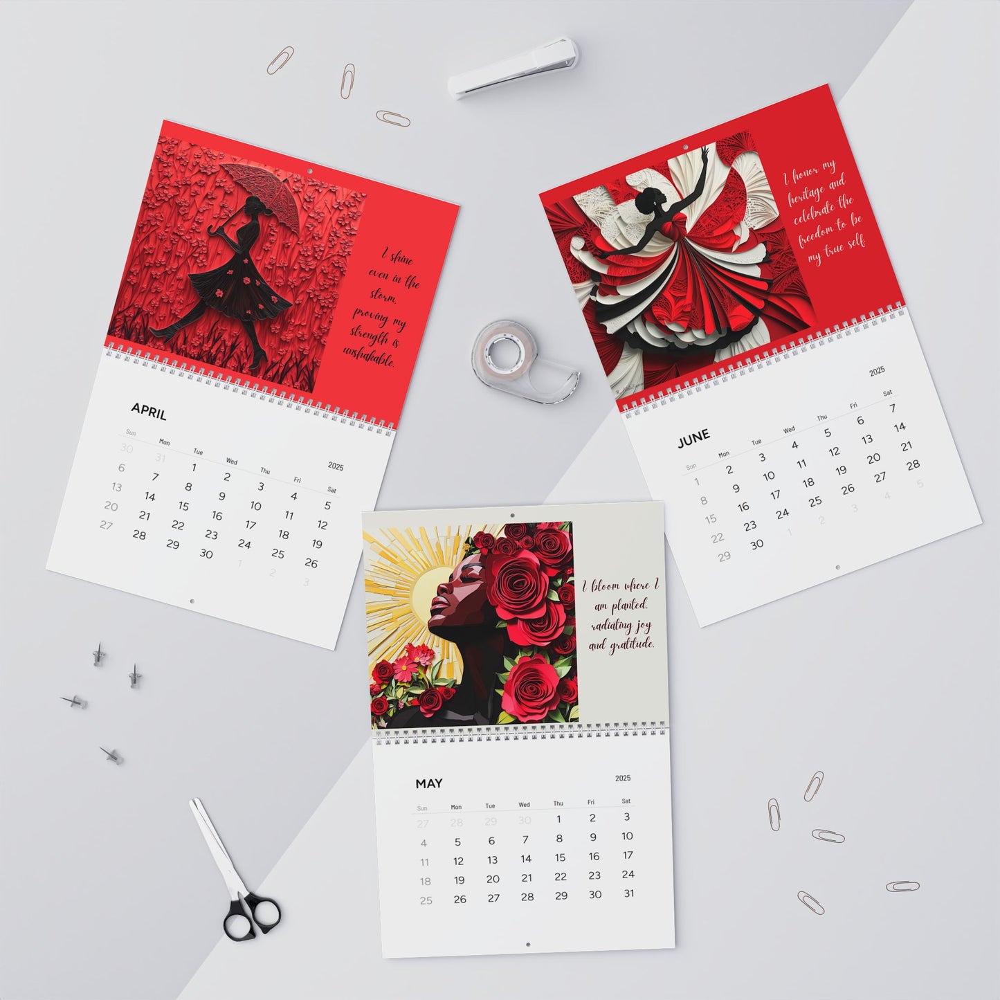 I Am Affirmation Calendar Red & White Edition