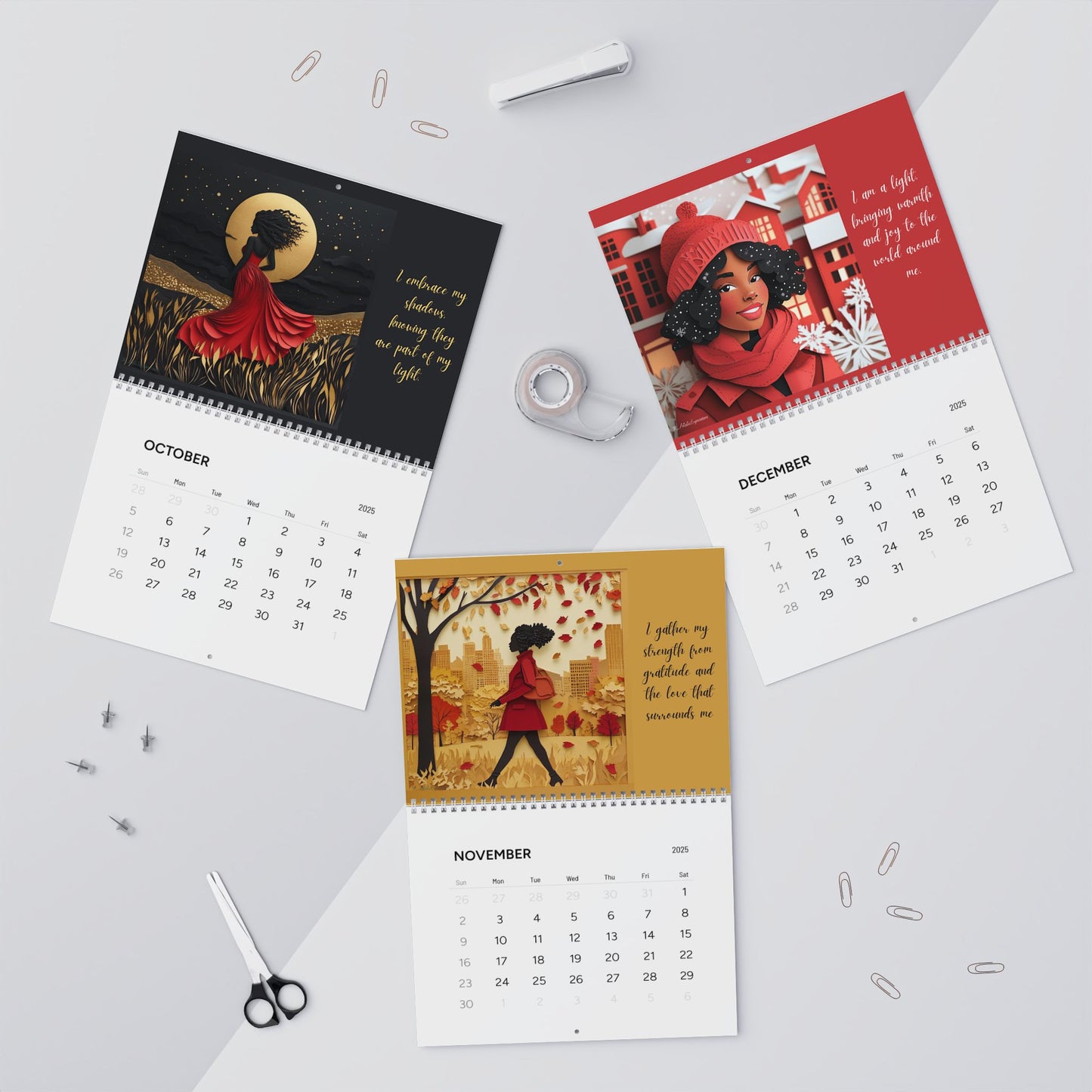 I Am Affirmation Calendar Red & White Edition