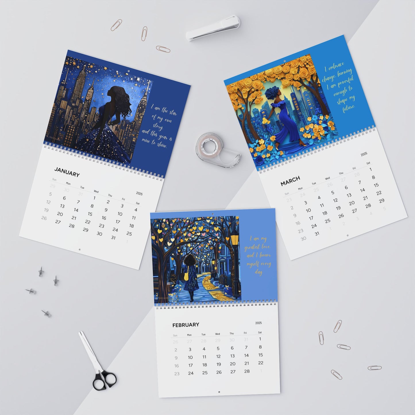 I Am Affirmation Calendar Blue & Gold Edition