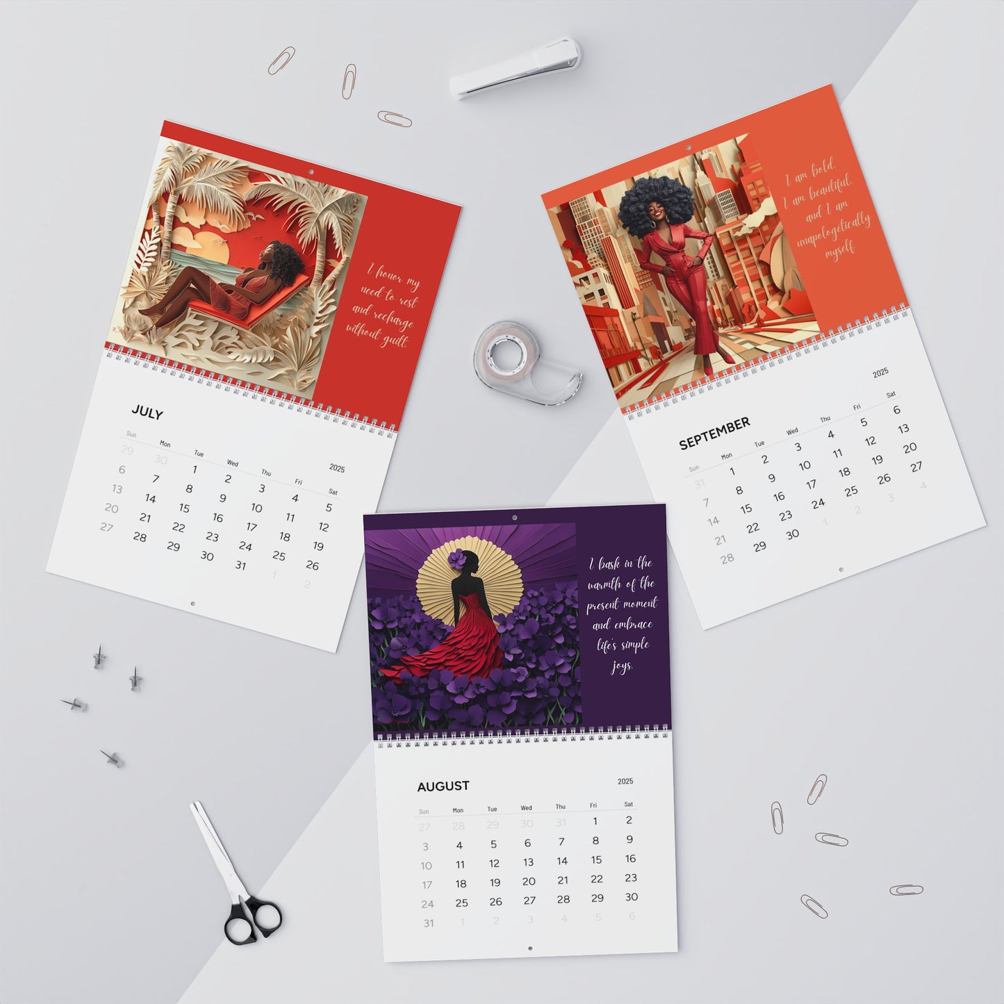 I Am Affirmation Calendar  Red & White Edition