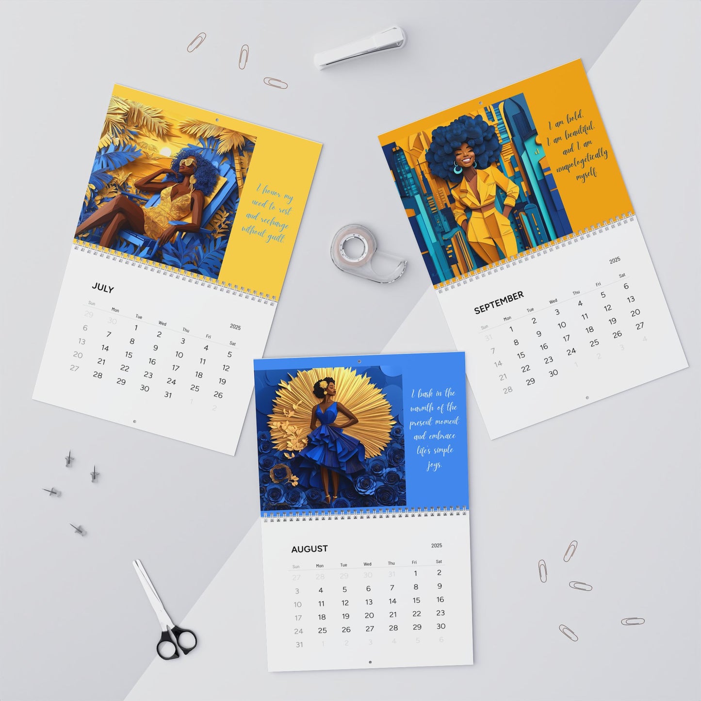 I Am Affirmation Calendar Blue & Gold Edition