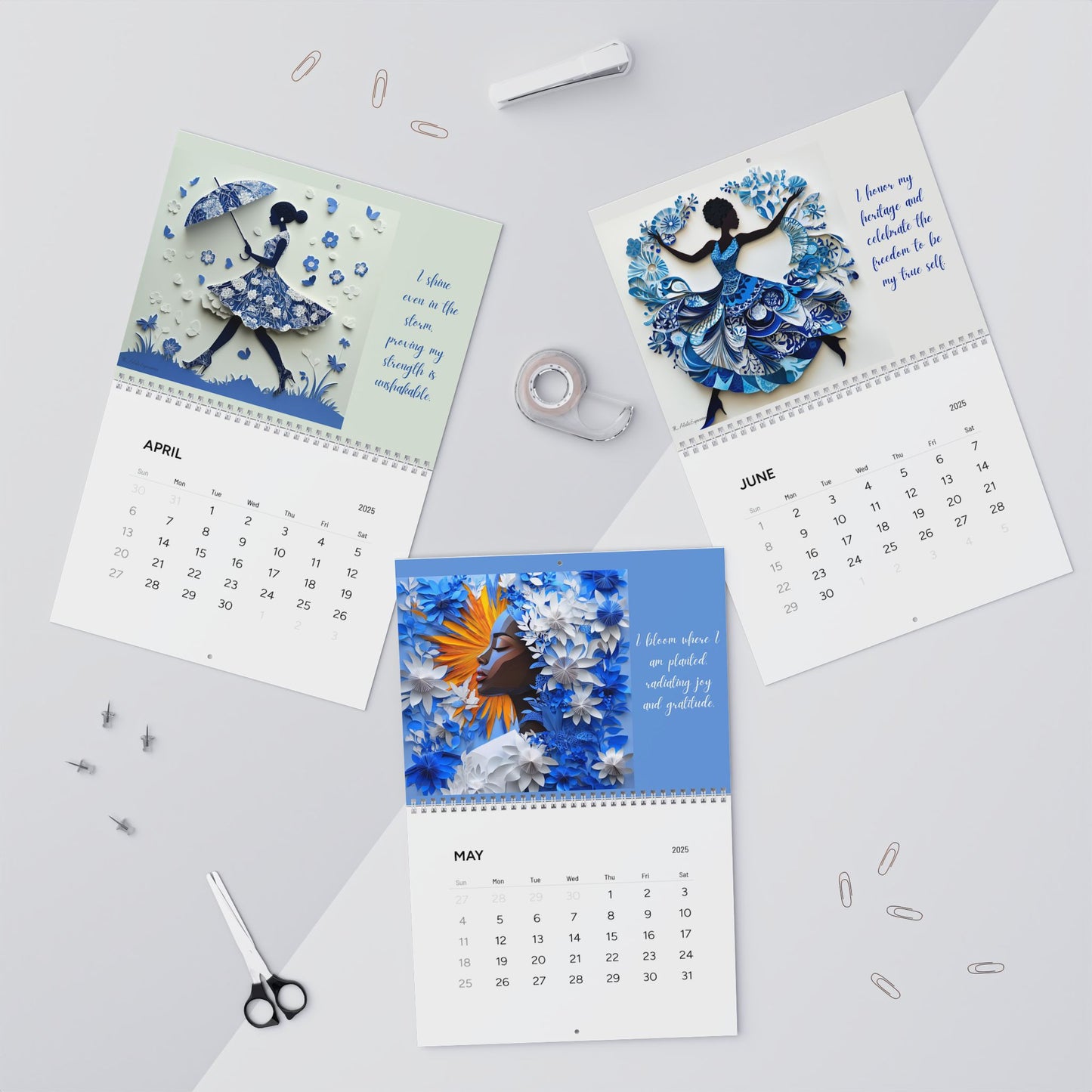 I Am Affirmation Calendar Blue & White Edition