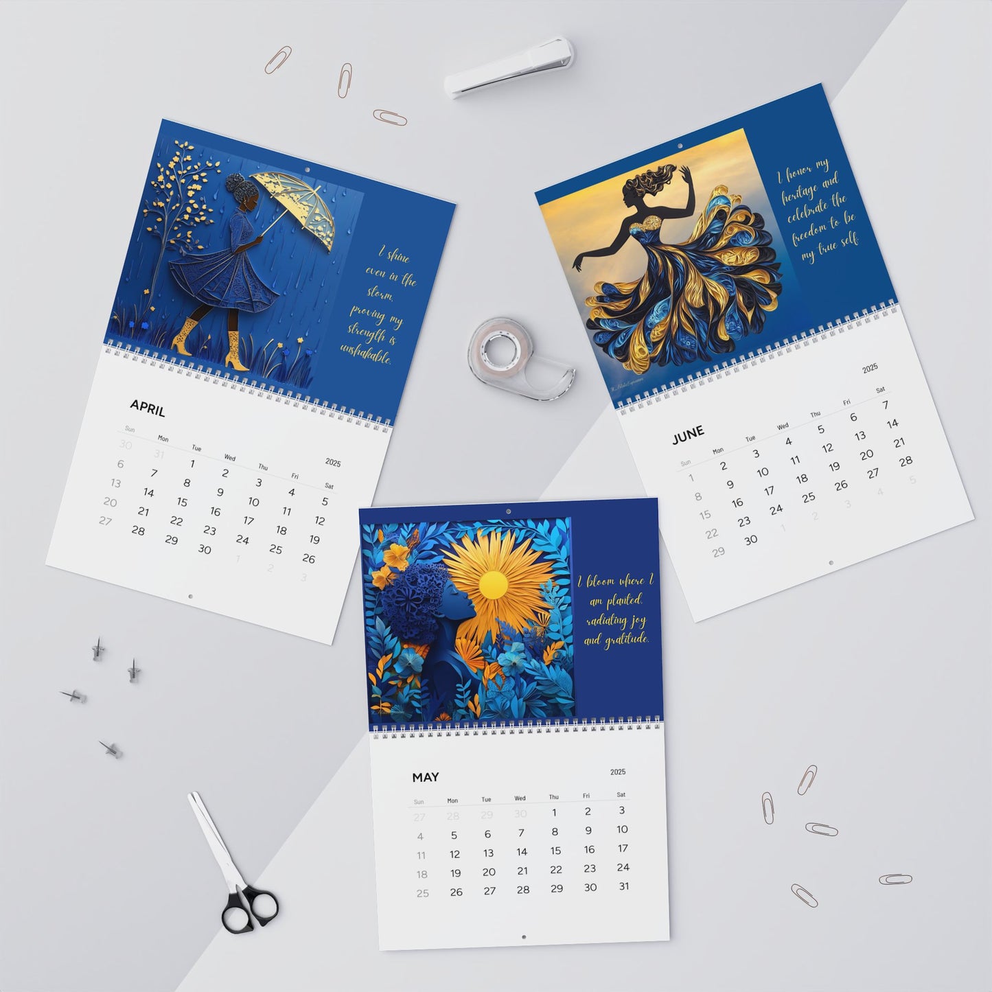 I Am Affirmation Calendar Blue & Gold Edition